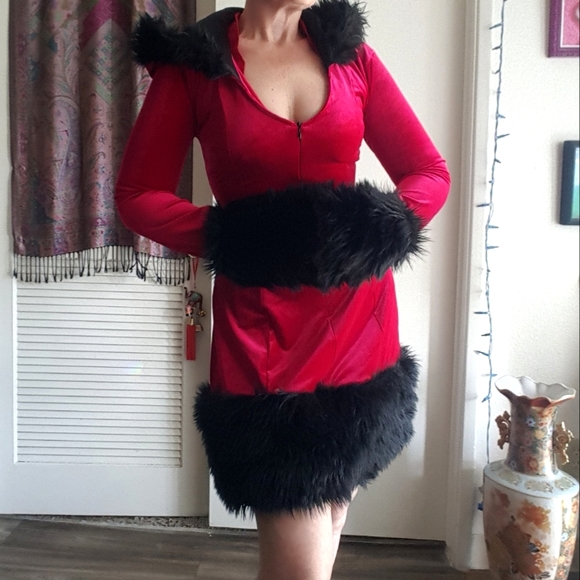 🌙J. VALENTINE Red Velvet Dress - Picture 8 of 16